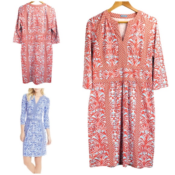 J.McLaughlin Lola Dress Catalina Cloth Pink Blue
